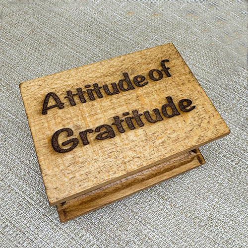 Handmade Linden Wood Gratitude Box: Wood Burned Keepsake Gift