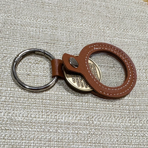 Faux Leather Medallion Holder Keychain: 12 Step Recovery Gift