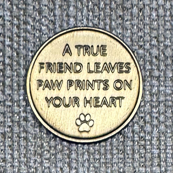 Bronze Pet Memorial Medallion: Dog Paw Prints Memory Coin