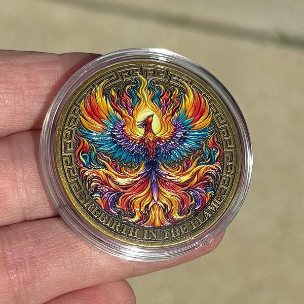 Phoenix Recovery Medallion: Enamel Bronze Serenity Prayer Coin