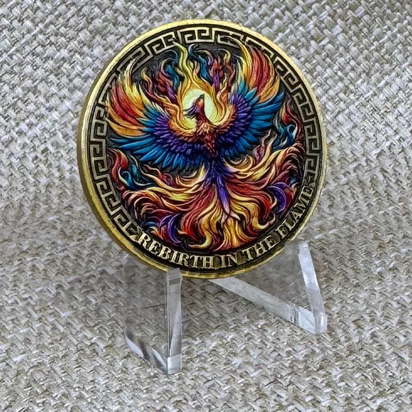 Phoenix Recovery Medallion: Enamel Bronze Serenity Prayer Coin