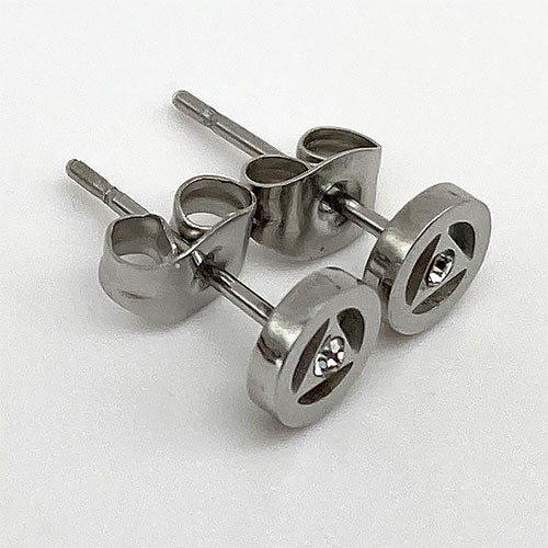 Stainless Steel Alcoholics Anonymous Stud Earrings with Crystal - Hypoallergenic