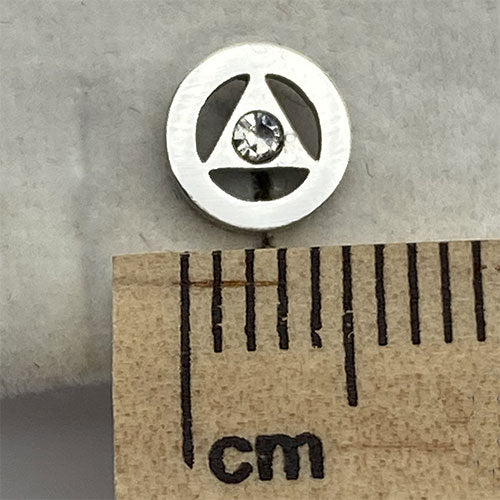 Stainless Steel Alcoholics Anonymous Stud Earrings with Crystal - Hypoallergenic