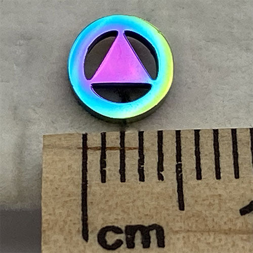 Rainbow Ionic Plated Stainless Steel Alcoholics Anonymous Stud Earrings - Hypoallergenic