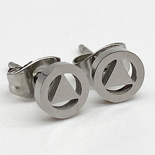 Stainless Steel Alcoholics Anonymous Stud Earrings - Hypoallergenic