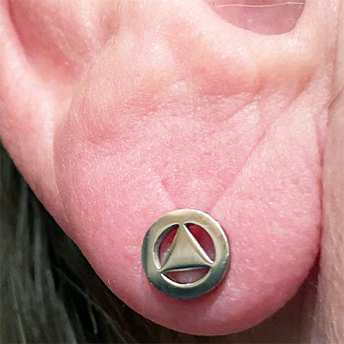 Stainless Steel Alcoholics Anonymous Stud Earrings - Hypoallergenic