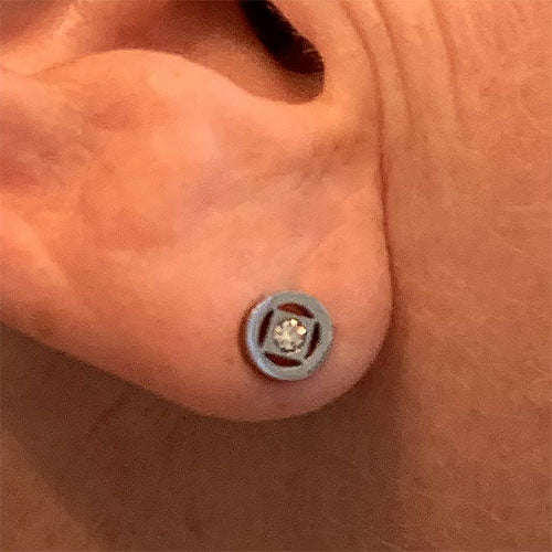 Stainless Steel Narcotics Anonymous Stud Earrings with Crystal - Hypoallergenic