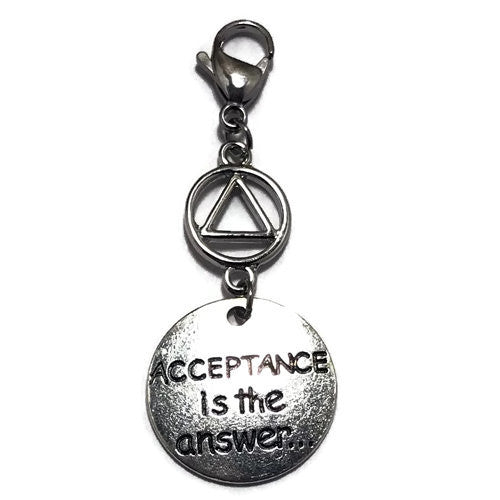 Alcoholics Anonymous - "Acceptance is the Answer" key tag charm