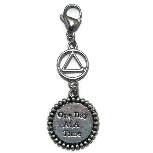 Alcoholics Anonymous "One Day at a Time" key tag charm