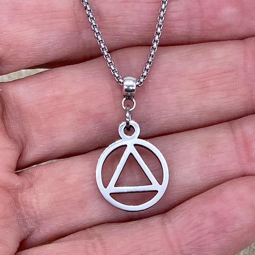 Small Alcoholics Anonymous Logo Stainless Steel Cutout Pendant