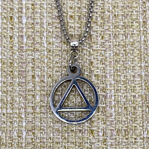 Small Alcoholics Anonymous Logo Stainless Steel Cutout Pendant