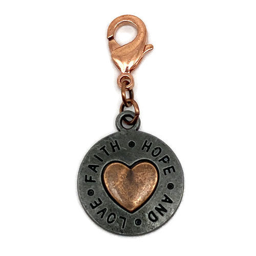 "Faith Hope and Love" Gunmetal and Copper Charm