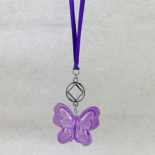 Narcotics Anonymous - Purple Glass Butterfly Sun Catcher