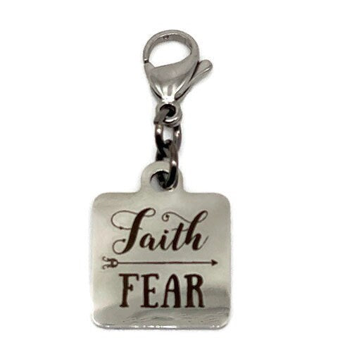 Recovery Jewelry, 12 Step Charm, Inspirational charm, Faith over Fear, recovery, recovery charm, NA Charm, AA Charm, OA Charm