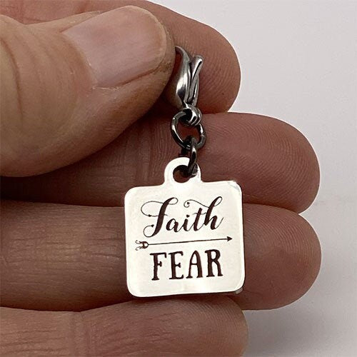 Recovery Jewelry, 12 Step Charm, Inspirational charm, Faith over Fear, recovery, recovery charm, NA Charm, AA Charm, OA Charm