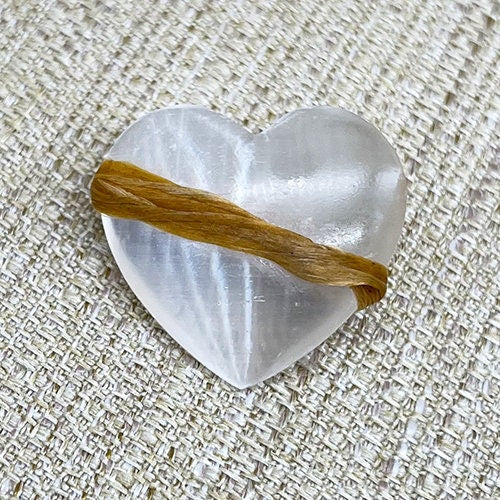 Chakra Selenite Crystal Heart