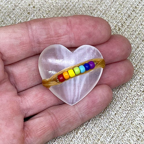 Chakra Selenite Crystal Heart