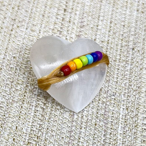 Chakra Selenite Crystal Heart