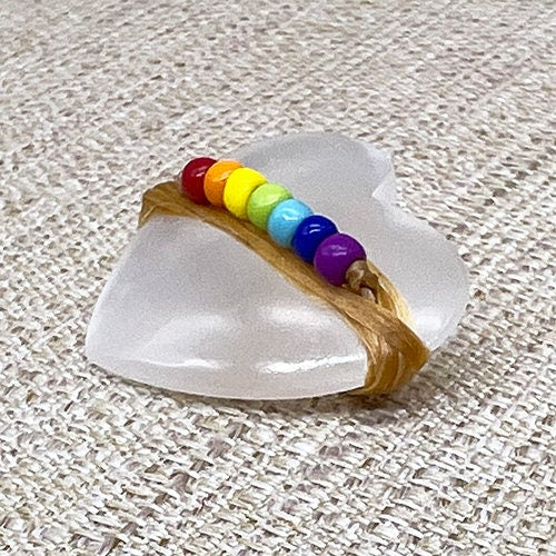 Chakra Selenite Crystal Heart