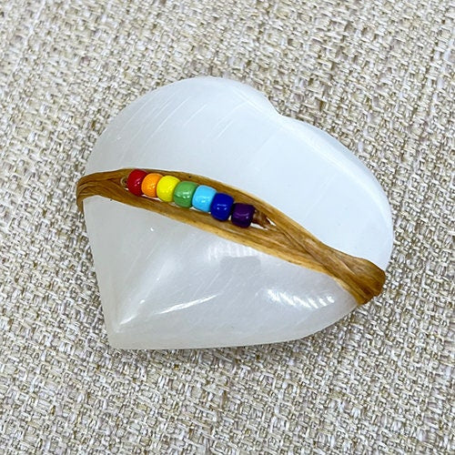 Chakra Selenite Crystal Heart