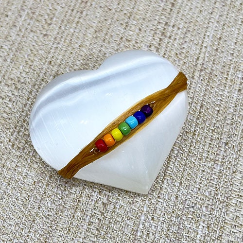 Chakra Selenite Crystal Heart