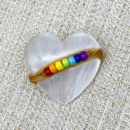 Chakra Selenite Crystal Heart