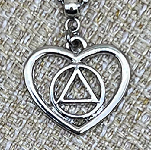 Recovery Jewelry, 12 Step Heart Pendant, NA Pendant, AA Pendant, Narcotics Anonymous, Alcoholics Anonymous, Serenity Gift, Sobriety