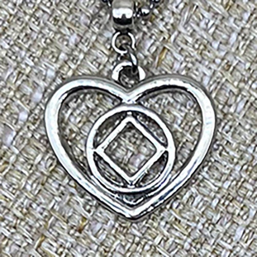 Recovery Jewelry, 12 Step Heart Pendant, NA Pendant, AA Pendant, Narcotics Anonymous, Alcoholics Anonymous, Serenity Gift, Sobriety