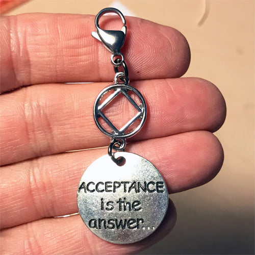 Narcotics Anonymous "Acceptance is the Answer" key tag charm