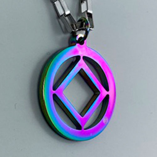 Narcotics Anonymous Logo Stainless Steel Cutout Pendant -Rainbow Anodized