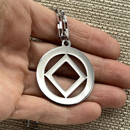 Narcotics Anonymous Logo Stainless Steel Cutout Pendant - Large