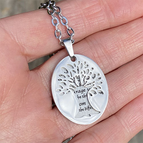 Tree of Life - Serenity Prayer Stainless Steel Pendant