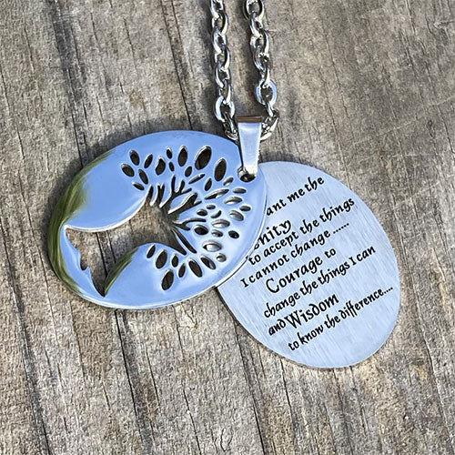 Tree of Life - Serenity Prayer Stainless Steel Pendant