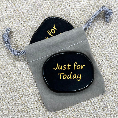 Inspirational Word Pocket Stone - Obsidian - Just for Today