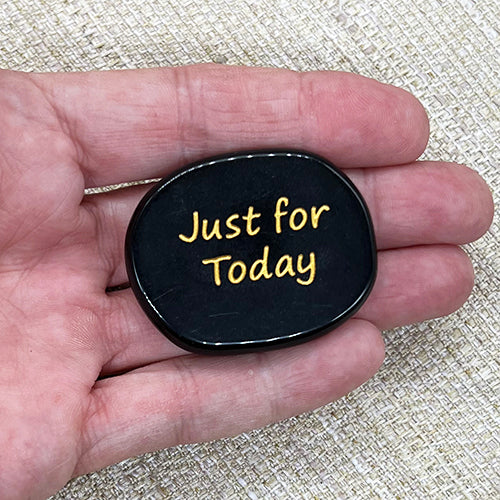Inspirational Word Pocket Stone - Obsidian - Just for Today