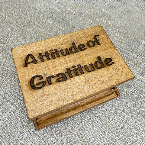 Handmade Linden Wood Gratitude Box: Wood Burned Keepsake Gift