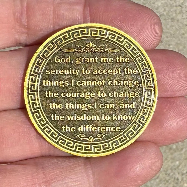 Phoenix Recovery Medallion: Enamel Bronze Serenity Prayer Coin