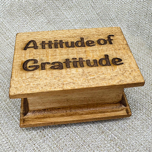 Handmade Linden Wood Gratitude Box: Wood Burned Keepsake Gift