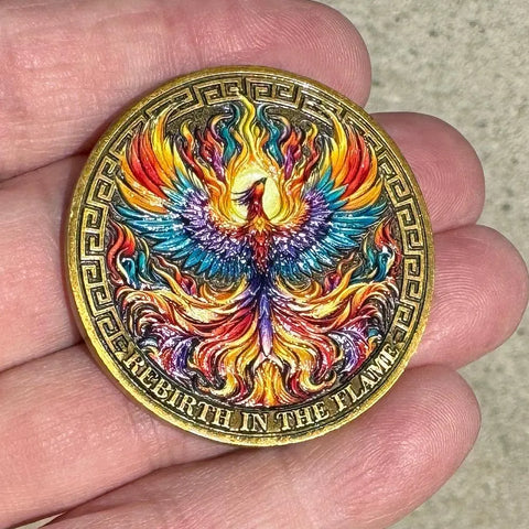Phoenix Recovery Medallion: Enamel Bronze Serenity Prayer Coin