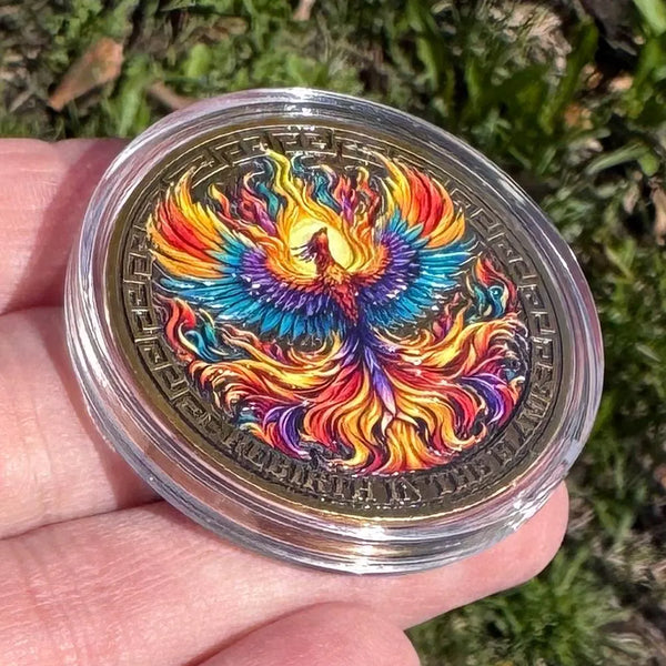Phoenix Recovery Medallion: Enamel Bronze Serenity Prayer Coin