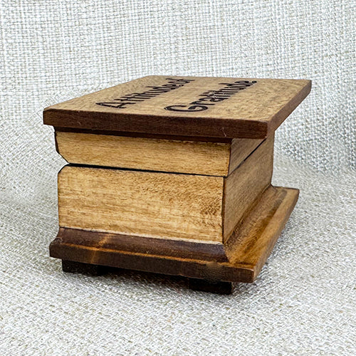Handmade Linden Wood Gratitude Box: Wood Burned Keepsake Gift