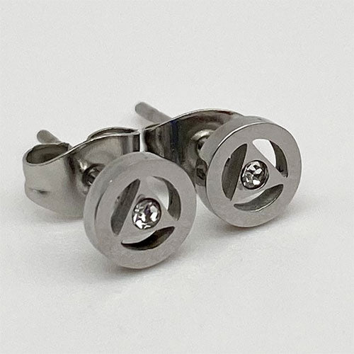 Stainless Steel Alcoholics Anonymous Stud Earrings with Crystal - Hypoallergenic