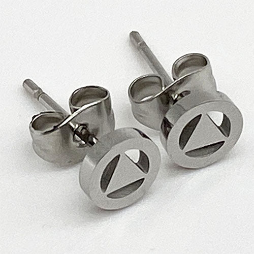 Stainless Steel Alcoholics Anonymous Stud Earrings - Hypoallergenic