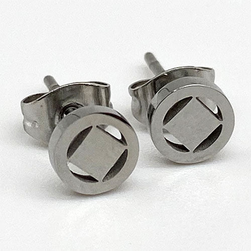 Stainless Steel Narcotics Anonymous Stud Earrings - Hypoallergenic