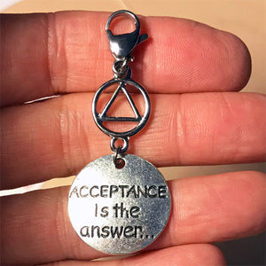 Alcoholics Anonymous - "Acceptance is the Answer" key tag charm
