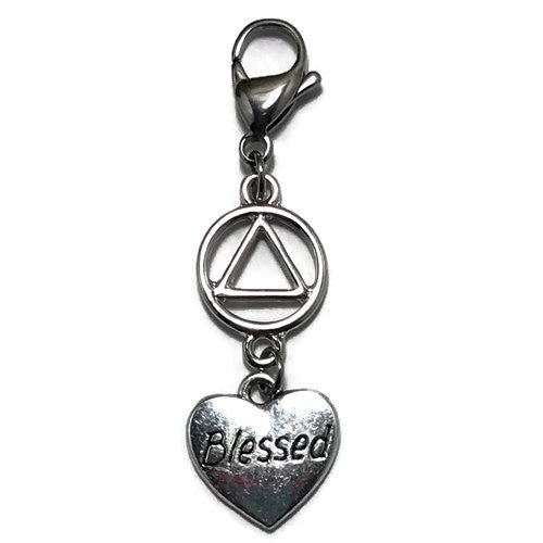 Alcoholics Anonymous "Blessed" key tag charm