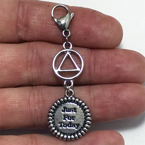 Alcoholics Anonymous "Just for Today" key tag charm