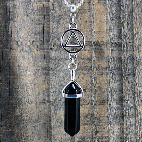 Alcoholics Anonymous Onyx Pendant - "Perception and Perspective"