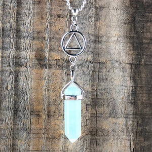 Alcoholics Anonymous Opalite Pendant - "Surrender"