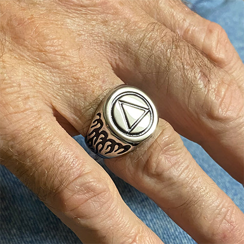 Stainless Steel Alcoholics Anonymous Ring for Men